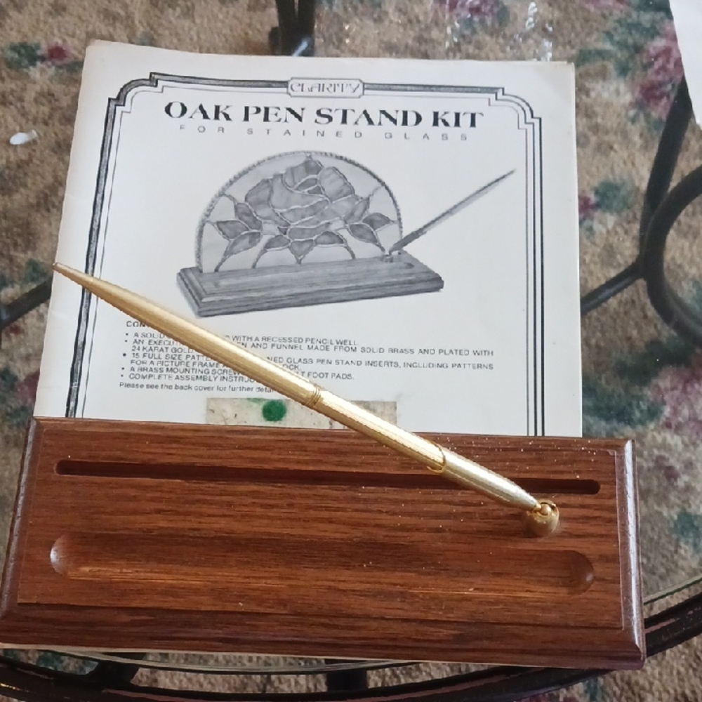 Oak Pen Stand Kit And Patterns For Stained Glass